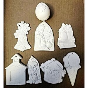Lot of (8) Keepsake Charm Christmas Ornaments 3.5" Ceramic Bisque Ready to Paint